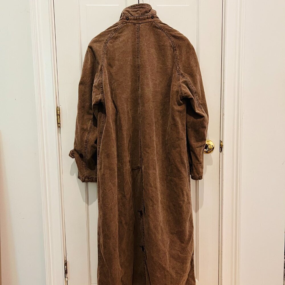 VTG Jackeroos Jacket Mens Medium Canvas PLAID Flannel Lined Trench Field Coat - Picture 10 of 16